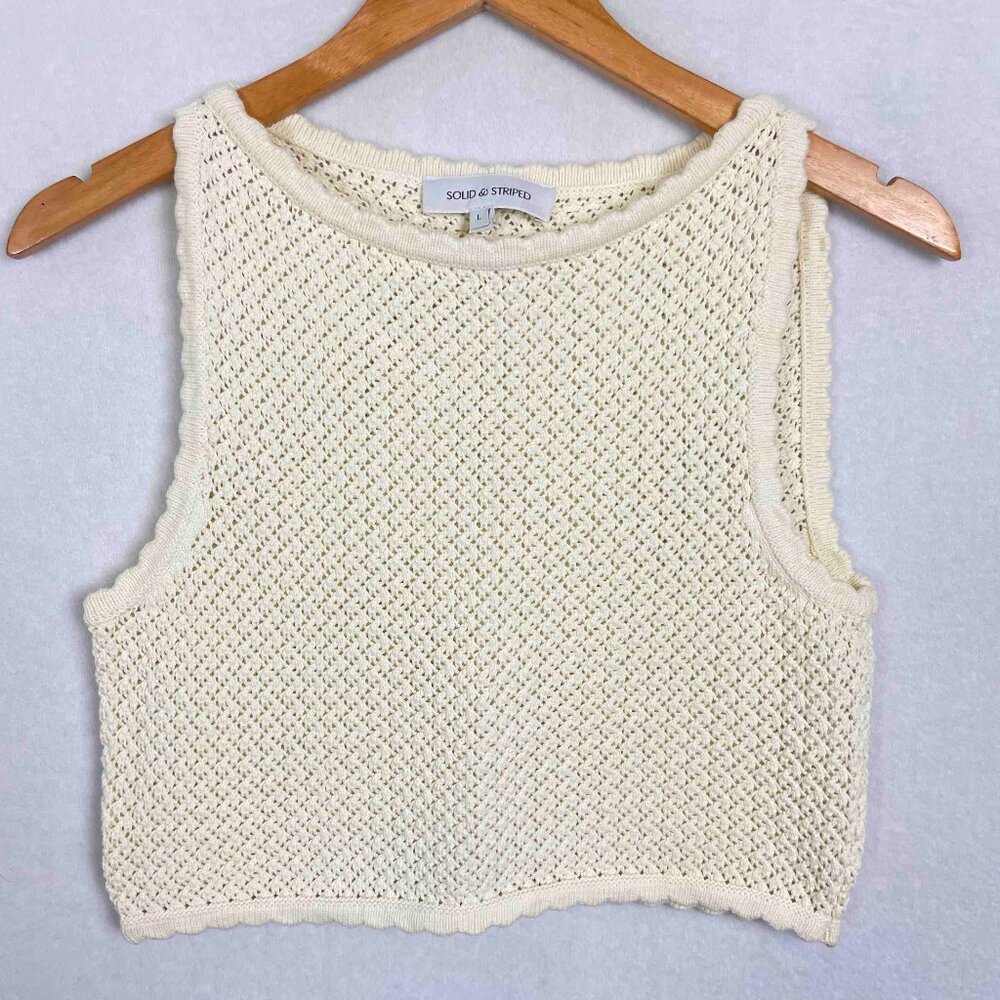 Solid & Striped Celeste Sleeveless Crochet Crop T… - image 2